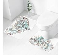 FEHWI Set Tappeti Bagno 2 Pezzi in Microfibra - Tappetino da Bagno Morbido e Antiscivolo - Durevole e Assorbente,Conchiglie nautiche disegnate a mano Conchiglie p