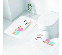 FEHWI Set Tappeti Bagno 2 Pezzi in Microfibra - Tappetino da Bagno Morbido e Antiscivolo - Durevole e Assorbente,Scena stravagante, cicogna che trasporta bambini sorridenti, diffondendo la gioia