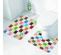 FEHWI Set Tappeti Bagno 2 Pezzi in Microfibra - Tappetino da Bagno Morbido e Antiscivolo - Durevole e Assorbente,Grande patchwork di motivi diversi Classico tradizionale