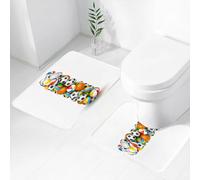 FEHWI Set Tappeti Bagno 2 Pezzi in Microfibra - Tappetino da Bagno Morbido e Antiscivolo - Durevole e Assorbente,Lettera I, Palline da gioco con tema alfabeto, basket, pallavolo e calcio, Lettera