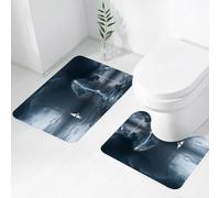 FEHWI Set Tappeti Bagno 2 Pezzi in Microfibra - Tappetino da Bagno Morbido e Antiscivolo - Durevole e Assorbente,Uno yacht nell'oceano si avvicina a un temporale con pioggia e fulmini sullo sfond