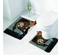 FEHWI Set Tappeti Bagno 2 Pezzi in Microfibra - Tappetino da Bagno Morbido e Antiscivolo - Durevole e Assorbente,Il segreto del costume da detective canino del Bulldog Sherlock Bulldog, il cane d