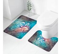 FEHWI Set Tappeti Bagno 2 Pezzi in Microfibra - Tappetino da Bagno Morbido e Antiscivolo - Durevole e Assorbente,Arte del tatuaggio, i personaggi abbracciati dalle farfalle sono come texture, for