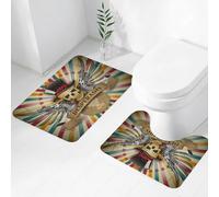 FEHWI Set Tappeti Bagno 2 Pezzi in Microfibra - Tappetino da Bagno Morbido e Antiscivolo - Durevole e Assorbente,Emblema Desperado vintage con ali a forma di teschio in stile western B