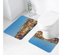 FEHWI Set Tappeti Bagno 2 Pezzi in Microfibra - Tappetino da Bagno Morbido e Antiscivolo - Durevole e Assorbente,Porto e città di Scarborough Grande