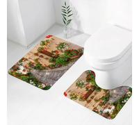 FEHWI Set Tappeti Bagno 2 Pezzi in Microfibra - Tappetino da Bagno Morbido e Antiscivolo - Durevole e Assorbente,Toscano, Ingresso alla porta rustica in legno toscana mediterranea e immagine di f