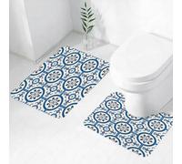 FEHWI Set Tappeti Bagno 2 Pezzi in Microfibra - Tappetino da Bagno Morbido e Antiscivolo - Durevole e Assorbente,Carta da parati con motivo digitale tessile, carta da regalo, ricamo, tappeto. Pia