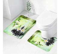 FEHWI Set Tappeti Bagno 2 Pezzi in Microfibra - Tappetino da Bagno Morbido e Antiscivolo - Durevole e Assorbente,sfondo spa con bambù e pietre sull'acqua.