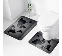 FEHWI Set Tappeti Bagno 2 Pezzi in Microfibra - Tappetino da Bagno Morbido e Antiscivolo - Durevole e Assorbente,Mescola l'arte grigio-nera su una superficie screpolata per creare un'atmosfera mo