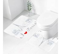 FEHWI Set Tappeti Bagno 2 Pezzi in Microfibra - Tappetino da Bagno Morbido e Antiscivolo - Durevole e Assorbente,Decorazione parigina, schizzo della città con la scritta I Love Paris Fashion Ce