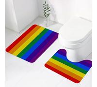 FEHWI Set Tappeti Bagno 2 Pezzi in Microfibra - Tappetino da Bagno Morbido e Antiscivolo - Durevole e Assorbente,Pole LGBT Originale 8 Amore Colori Gay Pride Arcobaleno Omosessualità Asessuale Bi