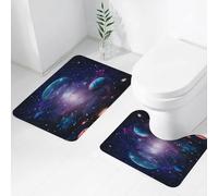 FEHWI Set Tappeti Bagno 2 Pezzi in Microfibra - Tappetino da Bagno Morbido e Antiscivolo - Durevole e Assorbente,Pianeta - Elementi di questa immagine forniti dalla NASA