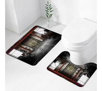 FEHWI Set Tappeti Bagno 2 Pezzi in Microfibra - Tappetino da Bagno Morbido e Antiscivolo - Durevole e Assorbente,Magazzino di stoccaggio arrugginito e industriale con macchinari dalla struttura i