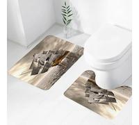FEHWI Set Tappeti Bagno 2 Pezzi in Microfibra - Tappetino da Bagno Morbido e Antiscivolo - Durevole e Assorbente,Nave pirata, una vecchia nave pirata che naviga tra le onde, coperta da nuvole scu