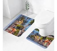 FEHWI Set Tappeti Bagno 2 Pezzi in Microfibra - Tappetino da Bagno Morbido e Antiscivolo - Durevole e Assorbente,Praga - Vista dall'alto sulla città vecchia di Praga, Ponte Carlo e fiume Moldava