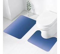 FEHWI Set Tappeti Bagno 2 Pezzi in Microfibra - Tappetino da Bagno Morbido e Antiscivolo - Durevole e Assorbente,Ombre, design moderno ispirato al blu intenso e misterioso dell'oceano.