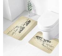 FEHWI Set Tappeti Bagno 2 Pezzi in Microfibra - Tappetino da Bagno Morbido e Antiscivolo - Durevole e Assorbente,Auto d'epoca, auto da corsa d'epoca, stampa emozionante, stile scarabocchio, nosta