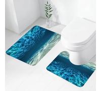 FEHWI Set Tappeti Bagno 2 Pezzi in Microfibra - Tappetino da Bagno Morbido e Antiscivolo - Durevole e Assorbente,Mondo sottomarino con sole e acqua blu, scene sottomarine, immagini dell'oceano, v