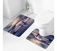 FEHWI Set Tappeti Bagno 2 Pezzi in Microfibra - Tappetino da Bagno Morbido e Antiscivolo - Durevole e Assorbente,San Pietroburgo. Russia. Ponte di Pietro il Grande al tramonto. I ponti levatoi di