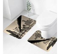 FEHWI Set Tappeti Bagno 2 Pezzi in Microfibra - Tappetino da Bagno Morbido e Antiscivolo - Durevole e Assorbente,New York, Queensboro Bridge NYC Notte Seppia Stampe artistiche Vista urbana della