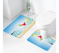FEHWI Set Tappeti Bagno 2 Pezzi in Microfibra - Tappetino da Bagno Morbido e Antiscivolo - Durevole e Assorbente,Cocktail Margarita, due bicchieri di lime in sabbia. Estate, spiaggia tropicale vi