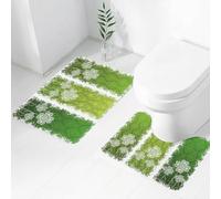FEHWI Set Tappeti Bagno 2 Pezzi in Microfibra - Tappetino da Bagno Morbido e Antiscivolo - Durevole e Assorbente,Vecchie figure antiche irlandesi vintage su nastri nei toni del verde, pizzo stori