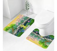 FEHWI Set Tappeti Bagno 2 Pezzi in Microfibra - Tappetino da Bagno Morbido e Antiscivolo - Durevole e Assorbente, Roi, conte de fées inspiré mignon petit Prince grenouille près du lac sur le