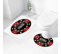 FEHWI Set Tappeti Bagno 2 Pezzi in Microfibra - Tappetino da Bagno Morbido e Antiscivolo - Durevole e Assorbente,Torneo di poker, fiches da casinò con la parola poker al suo interno