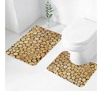 FEHWI Set Tappeti Bagno 2 Pezzi in Microfibra - Tappetino da Bagno Morbido e Antiscivolo - Durevole e Assorbente,Tronco rotondo in teak, asse per piante, ceppo di legno, legname per, tronco d'al