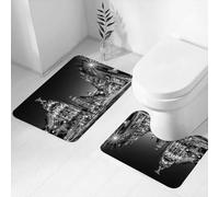 FEHWI Set Tappeti Bagno 2 Pezzi in Microfibra - Tappetino da Bagno Morbido e Antiscivolo - Durevole e Assorbente,Raggi di luce dei semafori sulla Gran Vía, la principale via dello shopping di Mad