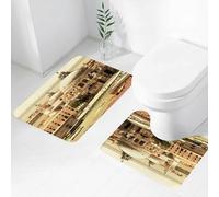 FEHWI Set Tappeti Bagno 2 Pezzi in Microfibra - Tappetino da Bagno Morbido e Antiscivolo - Durevole e Assorbente,Venezia, antica architettura italiana, Basilica a Venezia, storica, europea, lungo