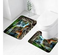 FEHWI Set Tappeti Bagno 2 Pezzi in Microfibra - Tappetino da Bagno Morbido e Antiscivolo - Durevole e Assorbente,Decorazioni safari, tigre dell'Indocina che si rilassa sotto il baniano