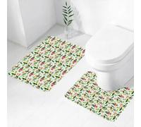 FEHWI Set Tappeti Bagno 2 Pezzi in Microfibra - Tappetino da Bagno Morbido e Antiscivolo - Durevole e Assorbente,Pappagallo, giungla tropicale dell'isola con flora e fauna uccello tucano con quel