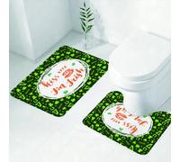 FEHWI Set Tappeti Bagno 2 Pezzi in Microfibra - Tappetino da Bagno Morbido e Antiscivolo - Durevole e Assorbente,Citazione, baciami, sono irlandese, testo con labbra e trifoglio, giorno di San Pa