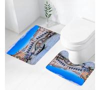 FEHWI Set Tappeti Bagno 2 Pezzi in Microfibra - Tappetino da Bagno Morbido e Antiscivolo - Durevole e Assorbente,Ponte di Rialto e Canal Grande a Venezia, Italia. Vista del Canal Grande di Venezi