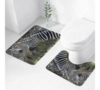 FEHWI Set Tappeti Bagno 2 Pezzi in Microfibra - Tappetino da Bagno Morbido e Antiscivolo - Durevole e Assorbente,Zebra nel Parco Nazionale del Serengeti, Tanzania, Africa