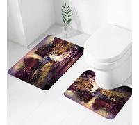 FEHWI Set Tappeti Bagno 2 Pezzi in Microfibra - Tappetino da Bagno Morbido e Antiscivolo - Durevole e Assorbente,Paesaggio misterioso, figure bianche radiose in un ambiente fantastico, foglie lum