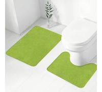 FEHWI Set Tappeti Bagno 2 Pezzi in Microfibra - Tappetino da Bagno Morbido e Antiscivolo - Durevole e Assorbente,Il paesaggio del prato verde vivido evoca un senso di tranquillità e bellezza natu
