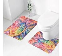 FEHWI Set Tappeti Bagno 2 Pezzi in Microfibra - Tappetino da Bagno Morbido e Antiscivolo - Durevole e Assorbente,Motivo floreale di rosa selvatica in stile acquerello, isolato. Nome completo dell