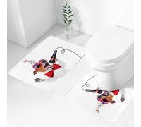 FEHWI Set Tappeti Bagno 2 Pezzi in Microfibra - Tappetino da Bagno Morbido e Antiscivolo - Durevole e Assorbente,Popstar Party, Jack Russel con occhiali da sole, cappello da festa e papillon, che