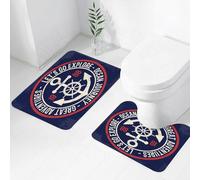 FEHWI Set Tappeti Bagno 2 Pezzi in Microfibra - Tappetino da Bagno Morbido e Antiscivolo - Durevole e Assorbente,Logo dell'avventura, un design vecchio stile con che combina simboli nautici e l