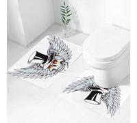 FEHWI Set Tappeti Bagno 2 Pezzi in Microfibra - Tappetino da Bagno Morbido e Antiscivolo - Durevole e Assorbente,Parte superiore della testa e parte superiore delle ali, occhi rossi luminosi, tes
