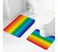 FEHWI Set Tappeti Bagno 2 Pezzi in Microfibra - Tappetino da Bagno Morbido e Antiscivolo - Durevole e Assorbente,Le iconiche strisce arcobaleno, sequenze ordinate di colori arcobaleno dal rosso a