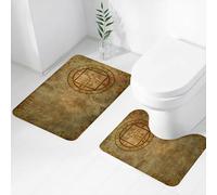 FEHWI Set Tappeti Bagno 2 Pezzi in Microfibra - Tappetino da Bagno Morbido e Antiscivolo - Durevole e Assorbente,Decorazioni occulte, antichi sigilli occulti mistici testurizzati