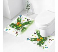 FEHWI Set Tappeti Bagno 2 Pezzi in Microfibra - Tappetino da Bagno Morbido e Antiscivolo - Durevole e Assorbente,Lettera K, maiuscola K Immagine a tema verde con ispirazioni dalla Animali Vita ve