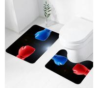 FEHWI Set Tappeti Bagno 2 Pezzi in Microfibra - Tappetino da Bagno Morbido e Antiscivolo - Durevole e Assorbente,Guantoni da boxe rossi e blu in uno scontro, su sfondo nero, a indicare un conflit