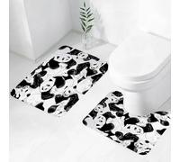 FEHWI Set Tappeti Bagno 2 Pezzi in Microfibra - Tappetino da Bagno Morbido e Antiscivolo - Durevole e Assorbente,Modello senza cuciture con due panda cartoon molto vicini tra loro. Illustrazione