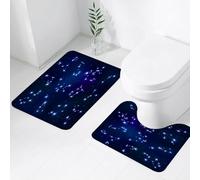 FEHWI Set Tappeti Bagno 2 Pezzi in Microfibra - Tappetino da Bagno Morbido e Antiscivolo - Durevole e Assorbente,Cielo stellato, una serie di costellazioni radiose brillano nel cielo notturno blu