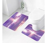 FEHWI Set Tappeti Bagno 2 Pezzi in Microfibra - Tappetino da Bagno Morbido e Antiscivolo - Durevole e Assorbente,Il sole rompe le nuvole, dipinge il cielo con ombre viola e crea una scena pacific