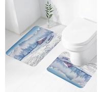 FEHWI Set Tappeti Bagno 2 Pezzi in Microfibra - Tappetino da Bagno Morbido e Antiscivolo - Durevole e Assorbente,Vista Bianco dal villaggio di Charousse, Chamonix, Francia